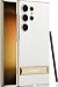 SOUTEM for Samsung Galaxy S23 Ultra Vegan Leather Case with 4 Modes Adjustable KickstandThin Flexible Soft Grip Luxury Vegan Slim Protective Shockproof Phone for Samsung Galaxy S23 Ultra White
