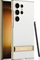 SOUTEM for Samsung Galaxy S23 Ultra Vegan Leather Case with 4 Modes Adjustable KickstandThin Flexible Soft Grip Luxury Vegan Slim Protective Shockproof Phone for Samsung Galaxy S23 Ultra White