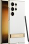SOUTEM for Samsung Galaxy S23 Ultra Vegan Leather Case with 4 Modes Adjustable KickstandThin Flexible Soft Grip Luxury Vegan Slim Protective Shockproof Phone for Samsung Galaxy S23 Ultra White
