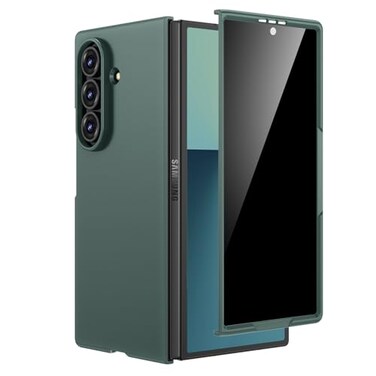 Maxdara for Samsung Galaxy Z Fold Case with Builtin Privacy Screen Protector Support Wireless Charging Shockproof Protective Phone Cover for Galaxy Z Fold Green