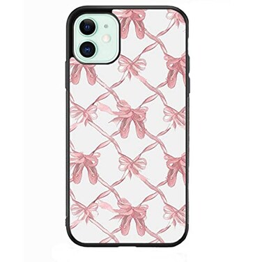 GUAYDOYIM Pink Bow Tie Pattern Case Compatible with iPhone 11 Custom Bow Protective Cases with Soft TPU Material for Women Girls Lace