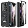 Caka Galaxy Z Fold 3 Case with Slide Camera Lens Cover Builtin Kickstand Ring Holder Tempered Glass Screen Protector Magnetic Case for Samsung Z Fold 3 5G Black