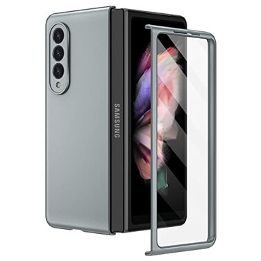 Ruky for Galaxy Z Fold 3 Case Full Body with Builtin Screen Protector Hard PC UltraThin AntiScratches Shockproof Protective Phone Case for Samsung Galaxy Z Fold 3 Light Sliver