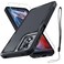 RMOCR for Motorola Moto G Play 2024 Case Full Body Heavy Duty Rugged Shockproof Protective Phone Cover with Lanyard Strap Tempered Glass Screen Protector and Camera Lens Cover Black Matte