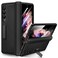 Ruky Kickstand Case for Galaxy Z Fold 3 Hinge Protection Builtin Screen Protector Full Body Cases PU Leather Stand Phone Case for Samsung Galaxy Z Fold 3 5G Carbon Fiber
