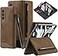 DEMCERT for Samsung Galaxy Z Fold 3 5G with S Pen SlotMilitary Armor Cases Full Body Protective AntiScratch Hard Slim Leather Bracket Case with Screen Protector for Galaxy Z Fold 3 5G Brown