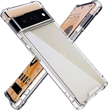 KIOMY Case for Google Pixel 6 Pro Airbag Corners Shockproof Bumper Protective Phone Cover Hybrid Design Hard PC Back with Flexible TPU Frame Clear See Through