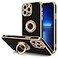 Hython for iPhone 13 Pro Max Case with Ring Stand 360Rotatable Ring Holder Magnetic Kickstand Plated Rose Gold Edge Slim Soft TPU Cover Luxury Protective Phone Case for Women Men Black