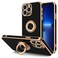 Hython for iPhone 13 Pro Max Case with Ring Stand 360Rotatable Ring Holder Magnetic Kickstand Plated Rose Gold Edge Slim Soft TPU Cover Luxury Protective Phone Case for Women Men Black