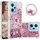 CCSmall Glitter Clear Sparkly Bling Case for Xiaomi Redmi Note 12 4G Flowing Liquid Quicksand Cover with Diamond Ring Holder Case for Xiaomi Redmi Note 12 4G LSZ Rose Gold