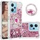 CCSmall Glitter Clear Sparkly Bling Case for Xiaomi Redmi Note 12 4G Flowing Liquid Quicksand Cover with Diamond Ring Holder Case for Xiaomi Redmi Note 12 4G LSZ Rose Gold