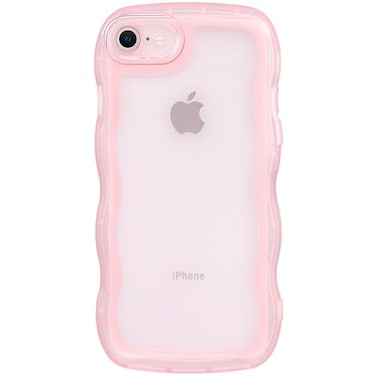 Dumkery Cute Case Compatible with iPhone SE 2020 SE 2022 Case Curly Wave Frame iPhone 78 Cases Clear Pink Soft TPU Shockproof Cover for Girls Women