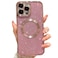 MGQILING Compatible with iPhone 12 Pro Max Magnetic Glitter Case Luxury Plating Cute Bling Clear Phone Case Compatible with MagSafe for Women Girls with Camera Protector Back Cover Pink
