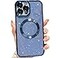 MGQILING Compatible with iPhone 13 Pro Max Magnetic Glitter Case Luxury Plating Cute Bling Clear Phone Case Compatible with MagSafe for Women Girls with Camera Protector Back Cover Blue