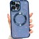 MGQILING Compatible with iPhone 13 Pro Max Magnetic Glitter Case Luxury Plating Cute Bling Clear Phone Case Compatible with MagSafe for Women Girls with Camera Protector Back Cover Blue
