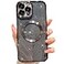 MGQILING Compatible with iPhone 13 Pro Max Magnetic Glitter Case Luxury Plating Cute Bling Clear Phone Case Compatible with MagSafe for Women Girls with Camera Protector Back Cover Black