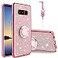 Easyscen for Galaxy Note 8 Phone Case with Ring Stand Lanyard Strap Drop Protection Shockproof 2Layer Protective Cover Cute Bling Glitter Girls Women Case for Samsung Note 8 Rose Gold