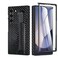 Gufiire for Galaxy Z Fold 7 Case with Hinge Protector Builtin Screen Protector Spring Hinge Protection Luxury Carbon Fiber Texture Leather Phone Cover for Samsung Galaxy Z Fold7 Black