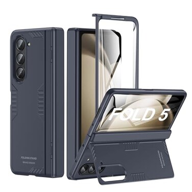 Kaiiecal for Samsung Z Fold 5 Phone Case Hidden KickstandWireless ChargingSlim Hinge Protection lightweight Stand Case with Screen Protector Protective Phone Cover for Samsung Galaxy Z Fold 5 5G 2023