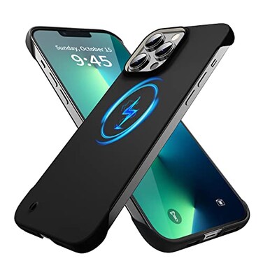 GRECAZO Magnetic Slim Case Fit for iPhone 13 Pro Max Phone Case 672021 UltraThin Lightweight Durable Frameless Matte Hard MagSafe Cover Case with Pull Ring Shockproof Non Slip RopeBlack