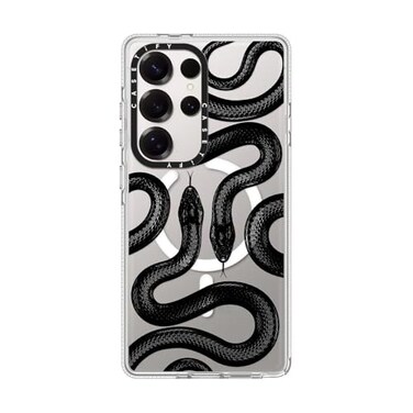 CASETiFY Magnetic Clear Galaxy S25 Ultra Case Compatible with Magsafe Black Kingsnake