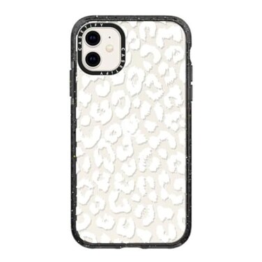 CASETiFY Impact Case for iPhone 11 White Transparent Leopard Animal Print Clear Black