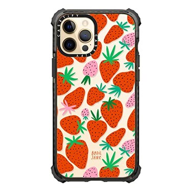 CASETiFY Ultra Impact Case for iPhone 12 Pro Max Strawberries Clear Black
