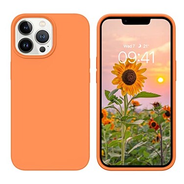 GUAGUA Compatible with iPhone 13 Pro Case 61 Inch Liquid Silicone Soft Gel Rubber Slim Thin Microfiber Lining Cushion Texture Cover Shockproof Protective Phone Case for iPhone 13 Pro Orange