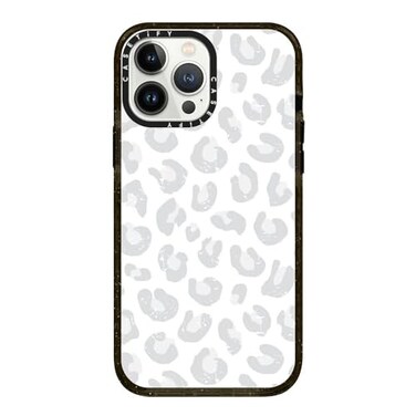 CASETiFY Impact iPhone 13 Pro Max Case 66ft Drop Protection Silver Gray Leopard Clear Black