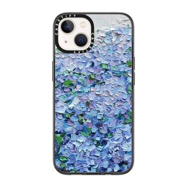 CASETiFY Compact iPhone 14 Case 4 ft 2X Military Grade Drop ProtectionSlimLightweight Nantucket Blue Hydrangeas Clear Black