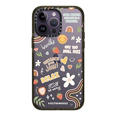 CASETiFY Impact iPhone 14 Pro Max Case 4X Military Grade Drop Tested 82ft Drop Protection Positive Affirmations Clear Black