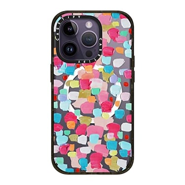 CASETiFY Impact iPhone 14 Pro Case 4X Military Grade Drop Tested 82ft Drop ProtectionCompatible with Magsafe Magenta Confetti Glossy Black