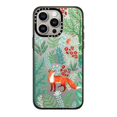 CASETiFY Compact Case for iPhone 15 Pro Max Lightweight 4 ft 2X Military Grade Drop ProtectionSlim Fox in The Woods Clear Black