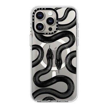 CASETiFY Clear iPhone 15 Pro Max Case Not Yellowing 66 ft 3X Military Grade Drop ProtectionMagsafe Black Kingsnake Clear