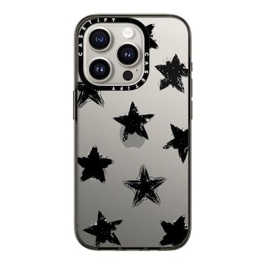 CASETiFY Compact iPhone 15 Pro Case 4 ft 2X Military Grade Drop ProtectionSlimLightweight Star Marks Clear Black