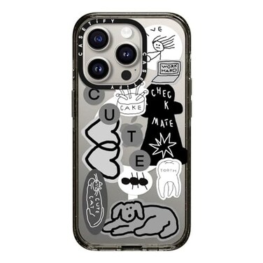 CASETiFY Impact iPhone 15 Pro Case 4X Military Grade Drop Tested 82ft Drop ProtectionCompatible with Magsafe Stickers Prints INAP Sticker 01 Clear Black