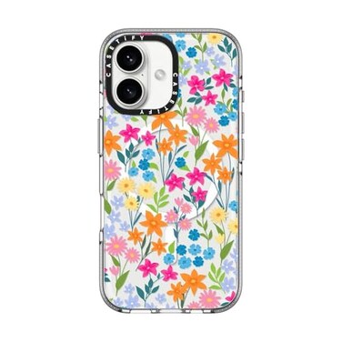 CASETiFY Clear iPhone 16 Case Not Yellowing 66 ft 3X Military Grade Drop ProtectionMagsafe Bright Spring Flowers Clear