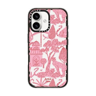 CASETiFY Impact Case for iPhone 16 Slim 82 ft 4X Military Grade Drop ProtectionWireless Charging Compatible Cheetah Paradise Pink Clear Black