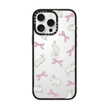 CASETiFY Compact iPhone 16 Pro Max Case 4 ft 2X Military Grade Drop ProtectionSlimLightweight Rabbit Ribbon Clear Black