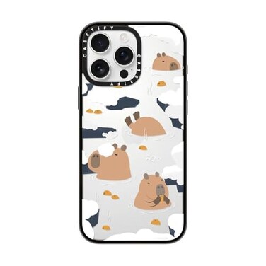CASETiFY Compact iPhone 16 Pro Max Case 4 ft 2X Military Grade Drop ProtectionSlimLightweight Floating Capybara Clear Black