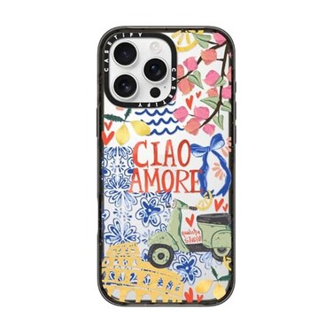 CASETiFY Impact Case for iPhone 16 Pro Max Slim 82 ft 4X Military Grade Drop ProtectionWireless Charging Compatible Ciao Amore Clear Black