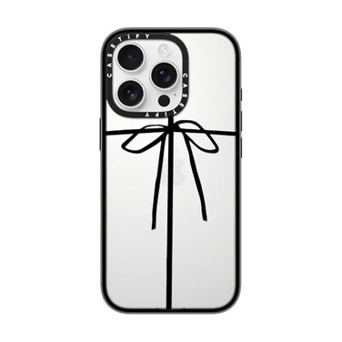 CASETiFY Compact iPhone 16 Pro Case 4 ft 2X Military Grade Drop ProtectionSlimLightweight Wrapped in A Bow Clear Black