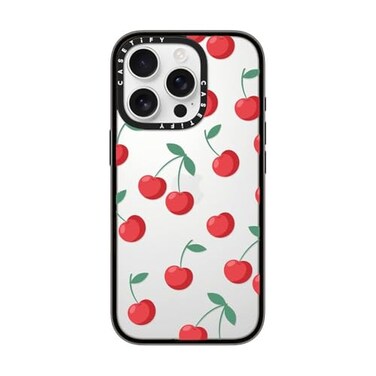 CASETiFY Compact iPhone 16 Pro Case 4 ft 2X Military Grade Drop ProtectionSlimLightweight Cherries Clear Black