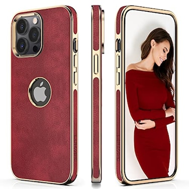 LOHASIC for iPhone 14 Pro Max Cases Women PU Leather Business Luxury Phone Cover with Logo Cutout Thin Highend Designer Soft NonSlip Cases for iPhone 14 Pro Max2022 67 5G Red