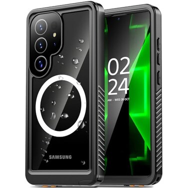 Oterkin Waterproof Case for Samsung Galaxy S25 Ultra Case Compatible with MagSafe Full Body Protective Samsung S25 Ultra Phone Case with Builtin HD Screen Lens Protector 12FT Military Black