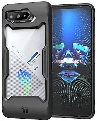 Nakedcellphone Showcase Series Compatible with ASUS ROG Phone 5 ROG 5 ProROG 5 Ultimate Case Matte Black Rugged TPU Rubber Hybrid Cover with Clear Transparent View Panel