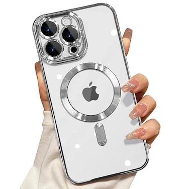 Misscase Compatible with iPhone 14 Pro Max Case with Camera Lens ProtectorFull Protection Clear Magnetic Case Compatible with MagSafe AntiScratch Case Cover for iPhone 14 Pro Max Silver