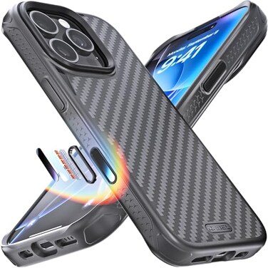REBEL Case for iPhone 16 Pro Gen6 Aramid Fiber Strong MagSafe Compatible Grippy Sides Shockproof Corners Metal Lens Buttons Upgraded Protective Design 63 Inch Phone 2024 Black