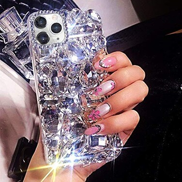 Bonitec Glitter Case for iPhone 14 Pro Max 3D Bling Sparkle Luxury Shiny Crystal Rhinestone Diamond Bumper Clear Glitter Cover