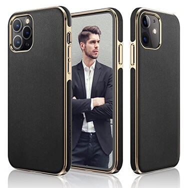 LOHASIC for iPhone 1212 Pro Case Men Luxury Leather Slim Business Classic Soft Grip Shockproof Bumper Full Body Protective Women Cover Cases for iPhone 12iPhone 12 Pro 5G 61 inch Black